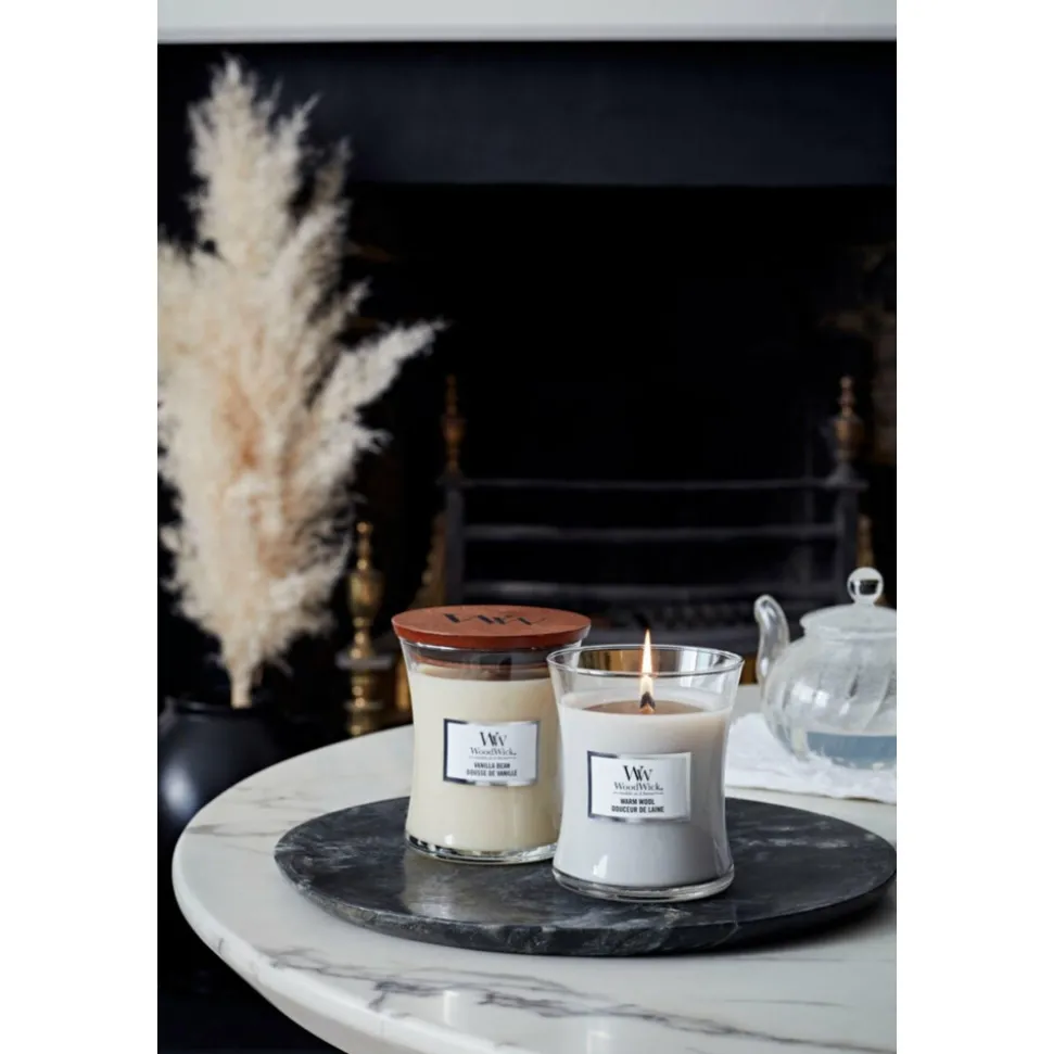 4x WoodWick Geurkaars Medium Warm Wool 275 gr