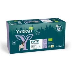 4x Yarrah Bio Hondenvoer Multipack Paté Graanvrij Kip & Kalkoen 6 x 150 gr