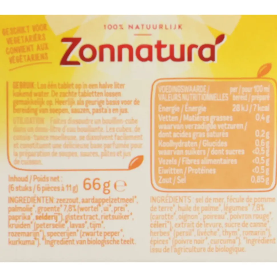 6x Zonnatura Groentebouillon Tabletten Biologisch 6 x 11 gr
