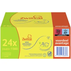 2x Zwitsal Billendoekjes Lotion Voordeelverpakking 24x65= 1560 stuks