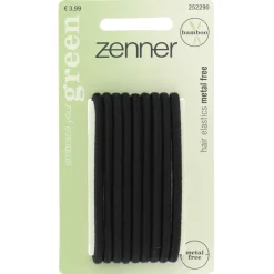 Zenner Haarelastiek Metal Free Bamboe Zwart 9 stuks