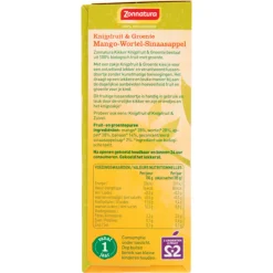 Zonnatura Knijpfruit Groente Mango/Wortel/Sinas Biologisch 4 x 85 gr