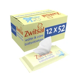 Zwitsal Water & Care Babydoekjes met Zwitsalgeur 12x52 = 624 stuks